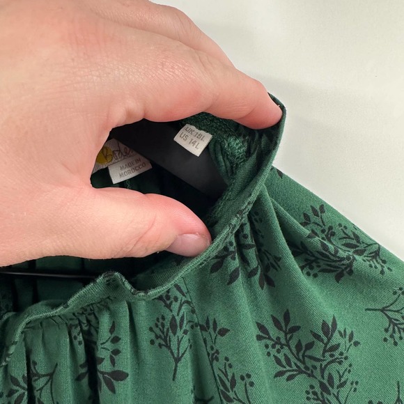 Boden Long Sleeve Maxi Green and Black Floral Dress Size 14 Long - Picture 6 of 9